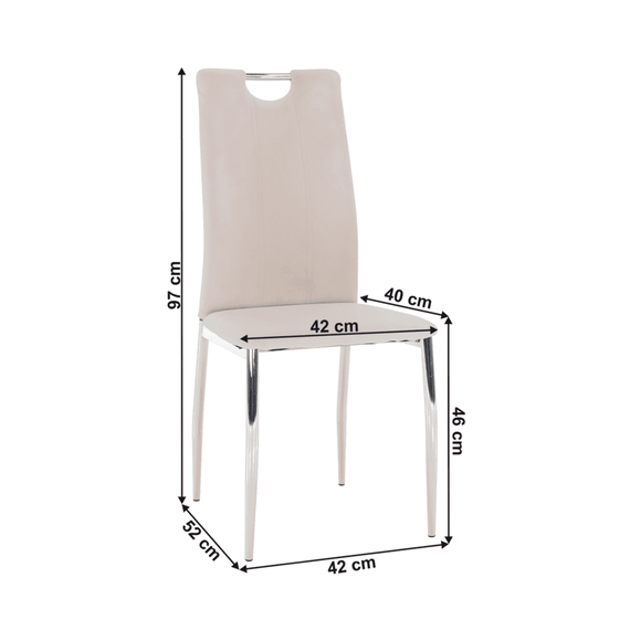 Scaun de masă, ţesătură catifea bej / crom, OLIVA NEW - 3- Roveli