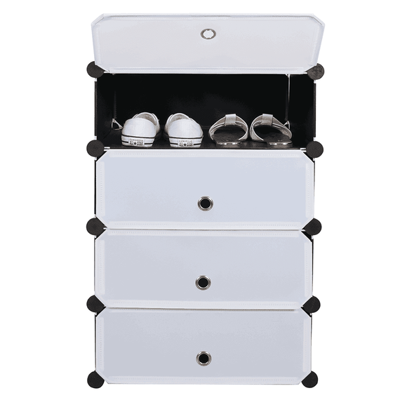Organizator de pantofi modular, negru / alb, PORET - 5- Roveli