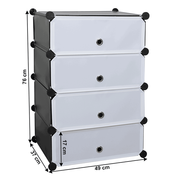 Organizator de pantofi modular, negru / alb, PORET - 3- Roveli