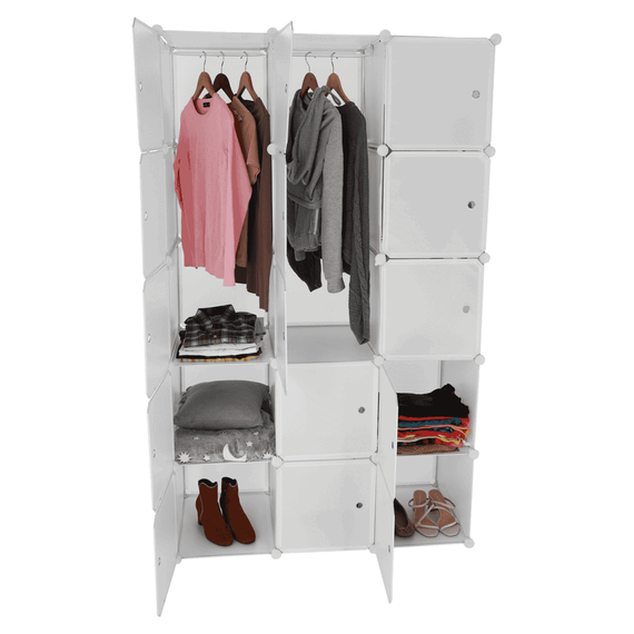 Dulap multifuncţional modular, alb, ZALVO - 2- Roveli