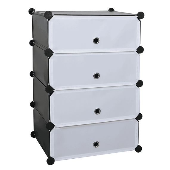 Organizator de pantofi modular, negru / alb, PORET - 2- Roveli