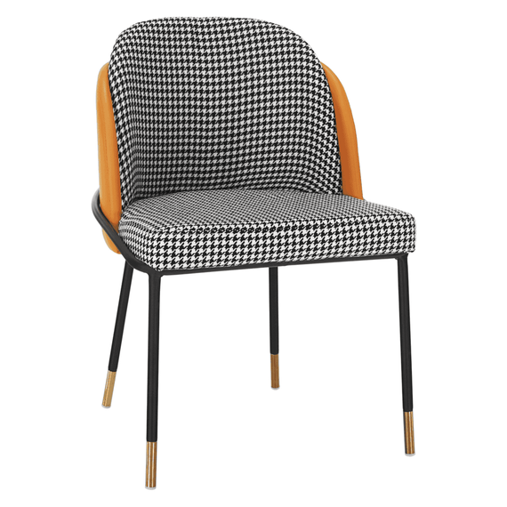 Scaun de luat masa, model alb-negru / piele ecologică camel, KIRNA - - Roveli