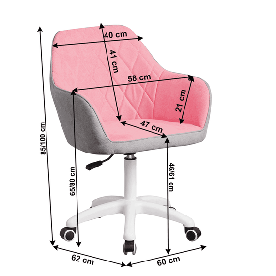 Scaun de birou, material roz/gri/alb, SANTY - 2- Roveli