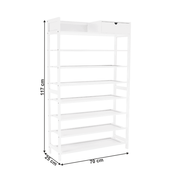 Suport pentru pantofi, 7 poliţe, albă, KATLEY - 12- Roveli