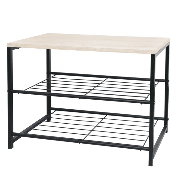 Suport pentru pantofi, 2 rânduri, negru/natural, TADEO - 4- Roveli