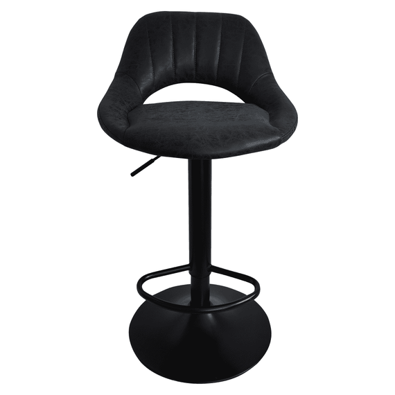 Scaun de bar, material textil negru cu efect de piele întoarsă, LORASA NEW - 2- Roveli