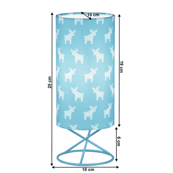 Lampă de masă, abajur metal/ material textil albastru, AVAM - 2- Roveli