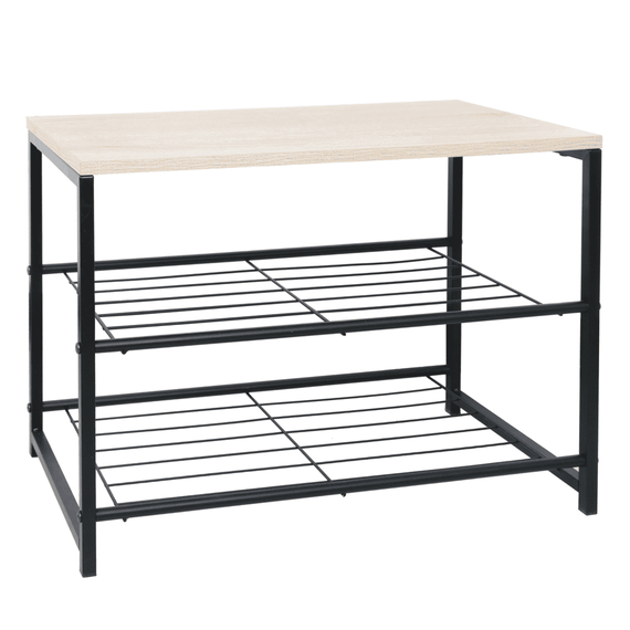 Suport pentru pantofi, 2 rânduri, negru/natural, TADEO - - Roveli