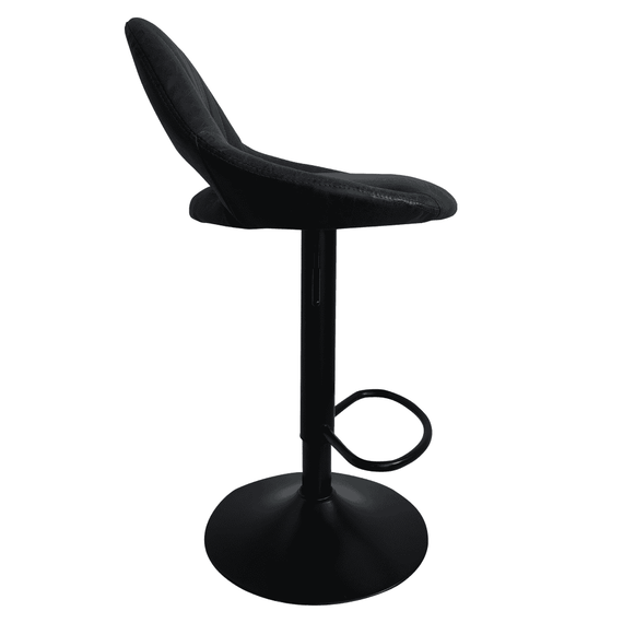Scaun de bar, material textil negru cu efect de piele întoarsă, LORASA NEW - 5- Roveli