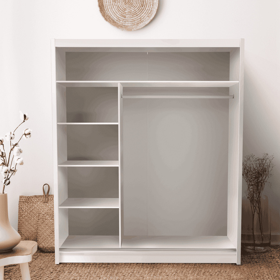 Dulap cu uşi glisante, alb, 180x215, LOW - 6- Roveli