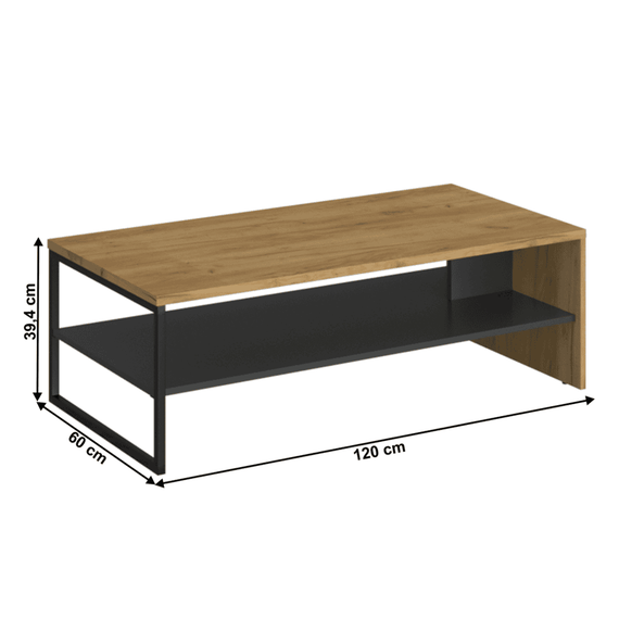 Măsuţă de cafea 120, stejar craf auriu/antracit, SANTANA - 4- Roveli