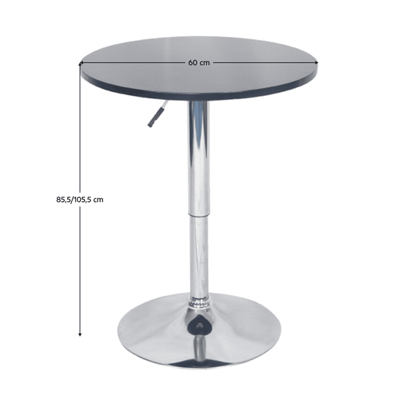 Masă de bar cu înălţime reglabilă, negru, diametru 60 cm, BRANY 2 NEW - 5- Roveli