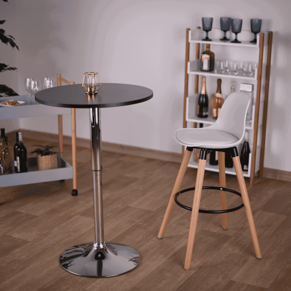 Masă de bar cu înălţime reglabilă, negru, diametru 60 cm, BRANY 2 NEW - 3- Roveli