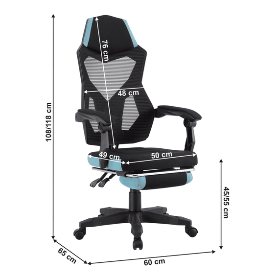 Scaun de birou/gaming, culoare neagră/neo mentă, JORIK NEW - 9- Roveli