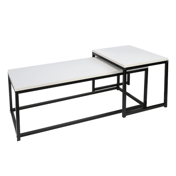 Set 2 măsuţe de cafea, alb mat/negru, KASTLER NEW TYP 2 - - Roveli