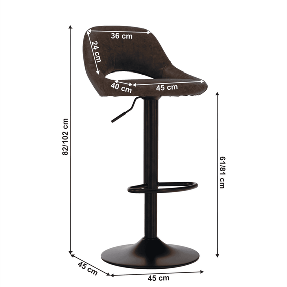 Scaun de bar, material textil maro cu efect de piele întoarsă, LORASA NEW - 10- Roveli