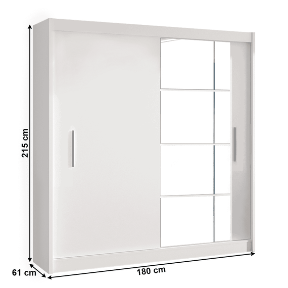 Dulap cu uşi glisante, alb, 180x215, LOW - 5- Roveli