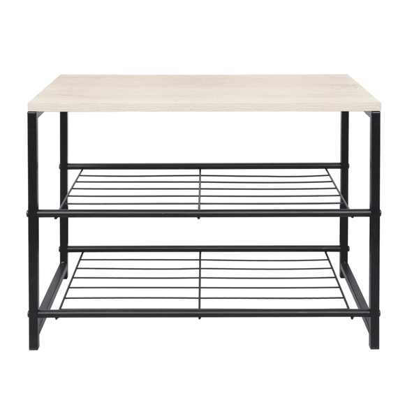 Suport pentru pantofi, 2 rânduri, negru/natural, TADEO - 3- Roveli