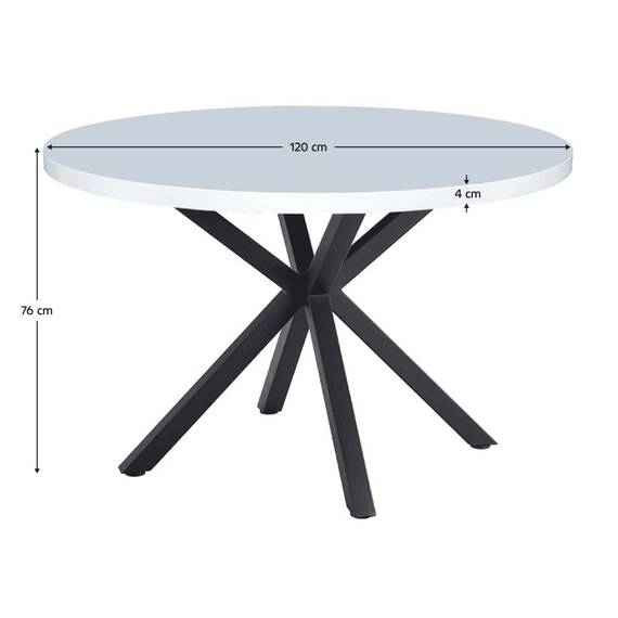 Masă de sufragerie, alb mat/ negru, diametru 120 cm, MEDOR - 4- Roveli