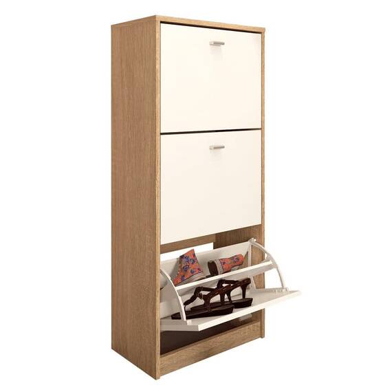 Pantofar 3 compartimente, stejar sonoma/alb, VIVAT NEW TYP 2 - - Roveli