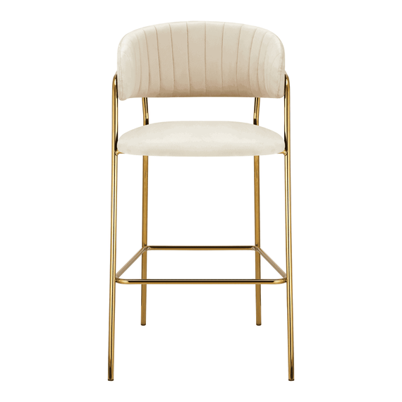 Scaun de bar de design, ţesătură bej Velvet/gold crom auriu, DASMIN TIP 2 - 2- Roveli