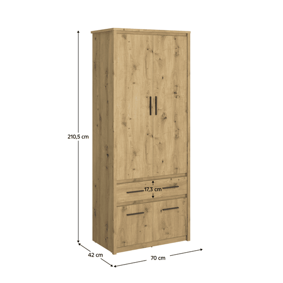 Dulap 4D1S/40, stejar Artisan, AIRON - 6- Roveli