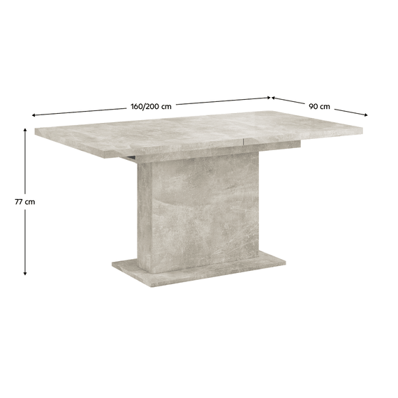 Masă extensibilă de sufragerie, beton, 160-200x90 cm, BOBA - 4- Roveli