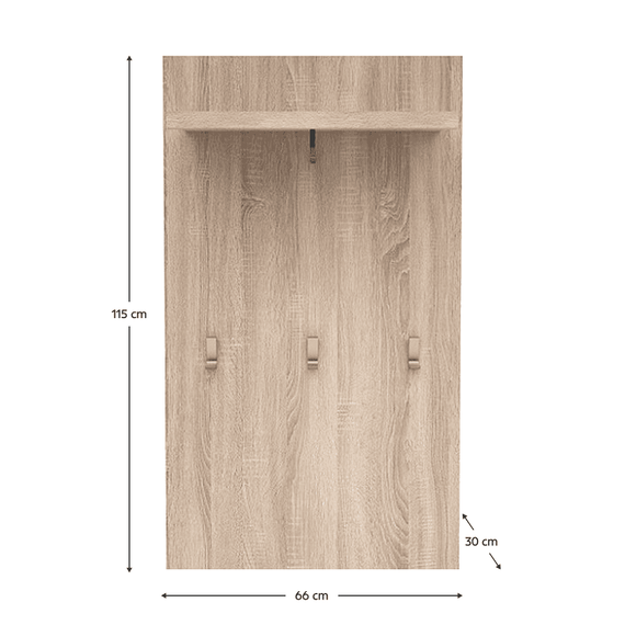 Cuier de perete, stejar sonoma, NORTY TYP 25 - 2- Roveli