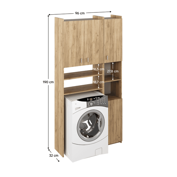 Dulap deasupra maşinii de spălat cu raft, stejar artisan, MIRALI - 5- Roveli