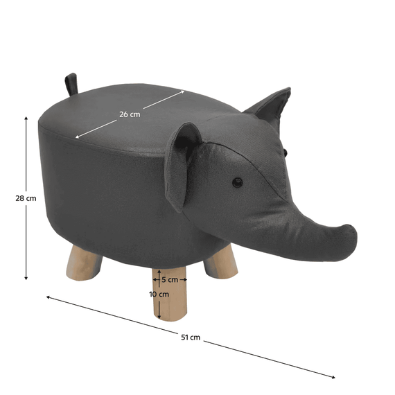 Taburet în formă de elefant, gri/natural, BALBO - 7- Roveli