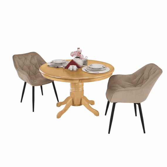 Masă de sufragerie, rotundă, stejar deschis, diametru 106 cm, TABLOS - 3- Roveli