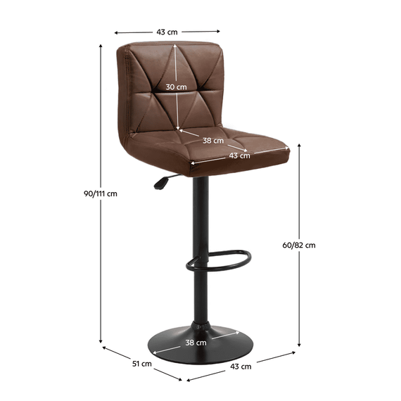 Scaun de bar, piele ecologică maro/negru, SELEST - 3- Roveli