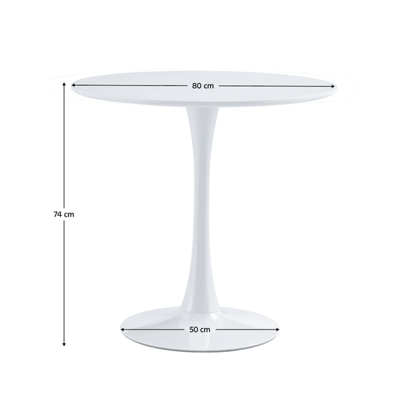 Masă dining, rundă, alb mat, diametru 80 cm, REVENTON NEW - 4- Roveli