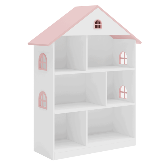 Bibliotecă pentru copii, alb/roz, MAISON TYP 1 - 2- Roveli