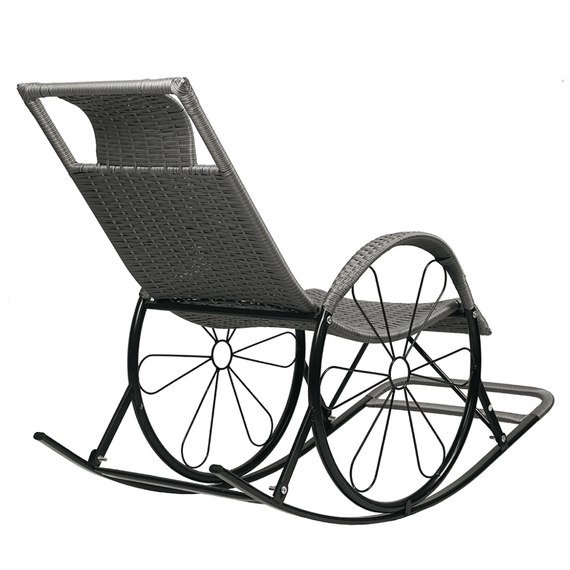 Scaun de balansare, ratan/metal, gri, ROKIN - 5- Roveli