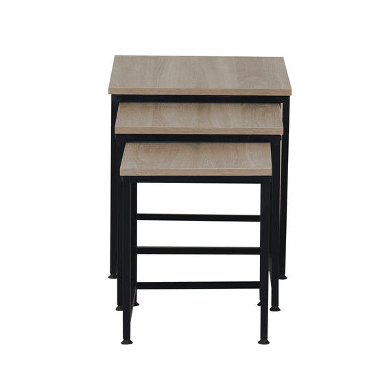 Măsuţe de cafea, set de 3 buc., stejar sonoma/negru, KASTLER 2 NEW TYP 3 - 3- Roveli