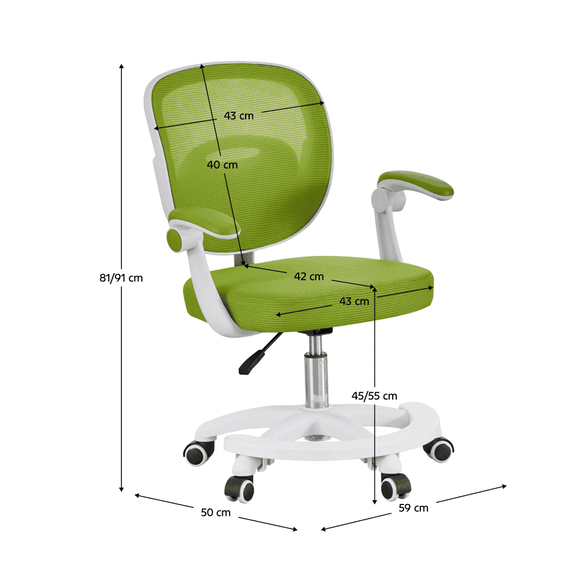 Scaun pivotant, verde/alb, TRIXI TYP 2 - 2- Roveli