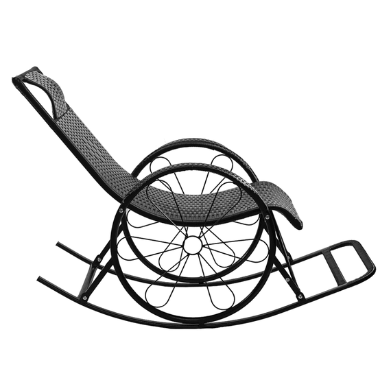 Scaun balansoar, ratan/metal, negru, ROKIN - 4- Roveli