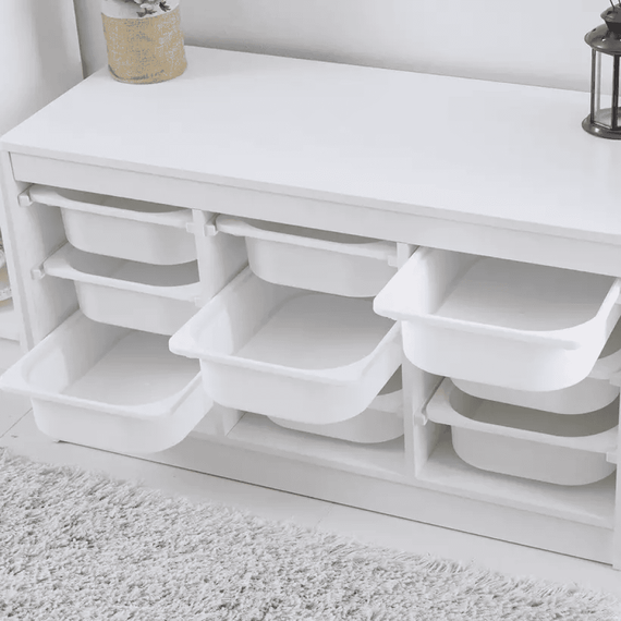 Organizator cu cutii de depozitare, alb, TRIMAL - 3- Roveli