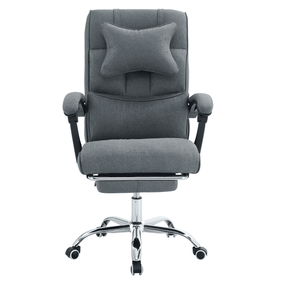 Fotoliu pentru birou cu suport extensibil pentru picioare, gri/crom, WALDOR NEW - 3- Roveli