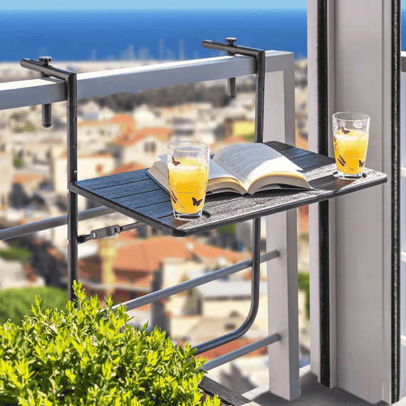 Măsuţă de balcon pliabilă, neagră, UZOR - 6- Roveli