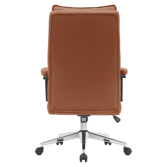 Scaun de birou, piele ecologică maro camel/crom, KAHIL - 5- Roveli