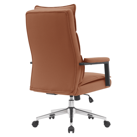 Scaun de birou, piele ecologică maro camel/crom, KAHIL - 4- Roveli