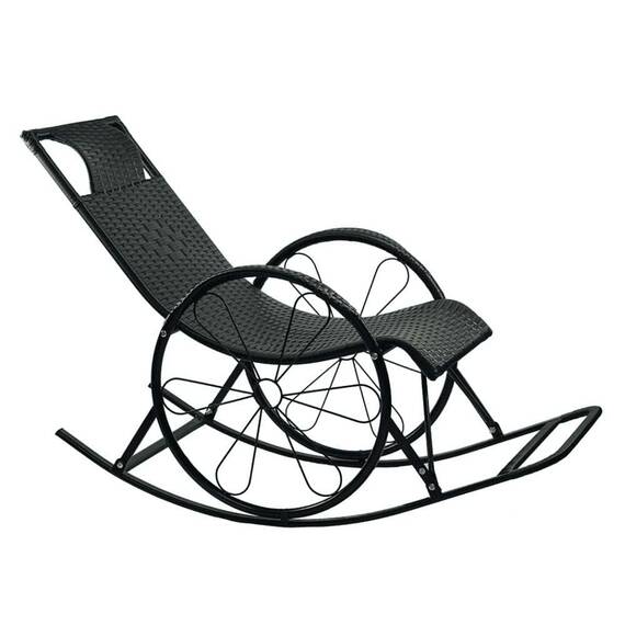 Scaun balansoar, ratan/metal, negru, ROKIN - - Roveli