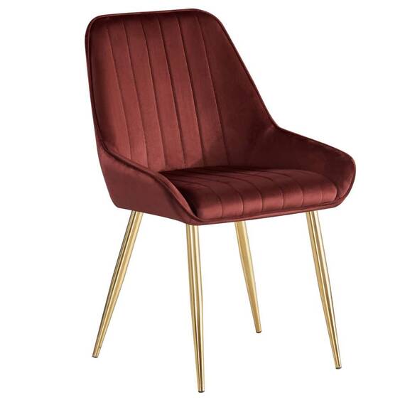 Scaun de dining, bordó ţesătură Velvet/gold crom-auriu, PERLIA - - Roveli