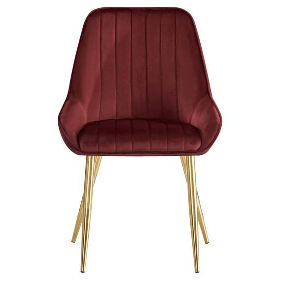 Scaun de dining, bordó ţesătură Velvet/gold crom-auriu, PERLIA - 2- Roveli