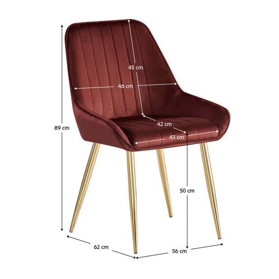Scaun de dining, bordó ţesătură Velvet/gold crom-auriu, PERLIA - 3- Roveli