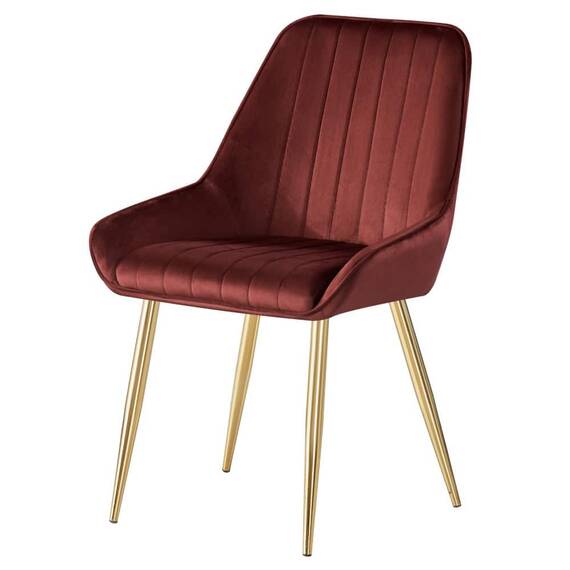 Scaun de dining, bordó ţesătură Velvet/gold crom-auriu, PERLIA - 4- Roveli