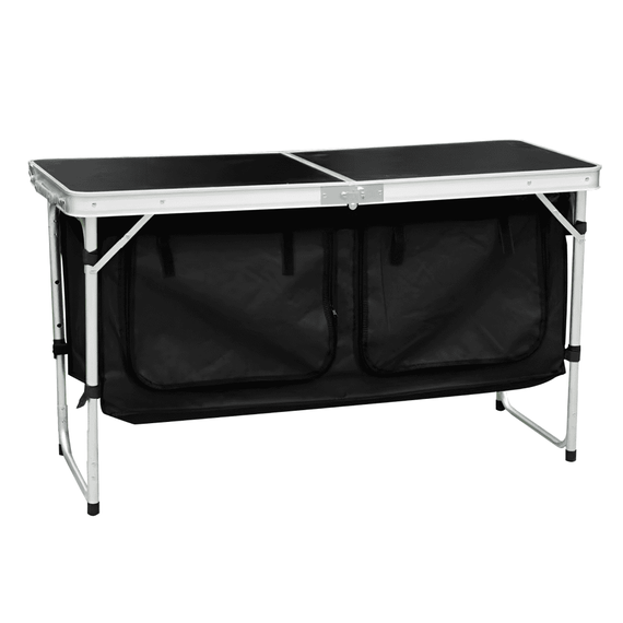 Masă de camping pliabilă cu organizator, 120 cm, aluminiu/MDF, KEPI TYP 3 - 9- Roveli