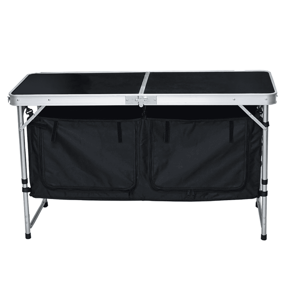 Masă de camping pliabilă cu organizator, 120 cm, aluminiu/MDF, KEPI TYP 3 - 2- Roveli